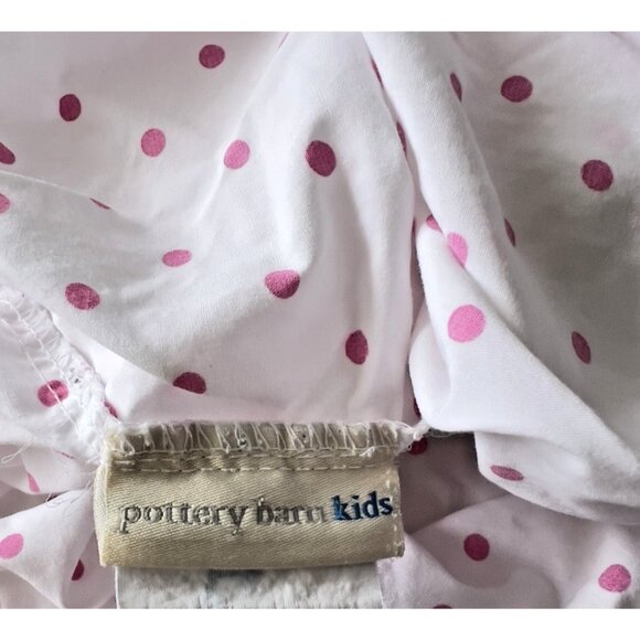 Pottery Barn Kids Crib Toddler Fitted Sheet Pink Polka Dot 100% Organic Cotton - Picture 2 of 8